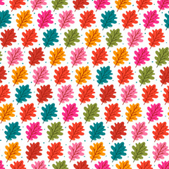 Seamless pattern with autumn leaves. Fall background. Vector wallpaper.	