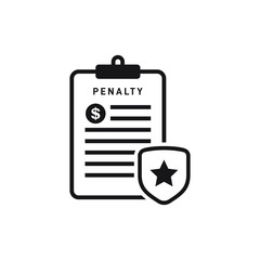 Penalty document icon design isolated on white background. Vector illustration