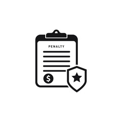Penalty document icon design isolated on white background. Vector illustration