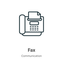Fax outline vector icon. Thin line black fax icon, flat vector simple element illustration from editable communication concept isolated on white background