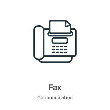 Fax outline vector icon. Thin line black fax icon, flat vector simple element illustration from editable communication concept isolated on white background