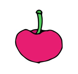 Cherry icon, vector fruit illustration isolated on white background, sweet cherries, flat fresh healthy cherries.