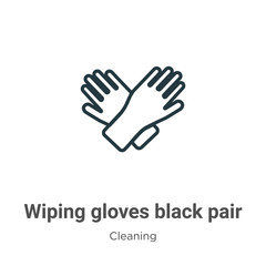 Obraz premium Wiping gloves black pair outline vector icon. Thin line black wiping gloves black pair icon, flat vector simple element illustration from editable cleaning concept isolated on white background