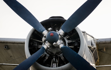 cockpit propeller and wing of an old vintage airplane