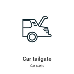 Car tailgate outline vector icon. Thin line black car tailgate icon, flat vector simple element illustration from editable car parts concept isolated on white background