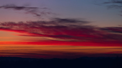 dark red in the evening sky