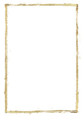 Golden grunge lines frame. Gold shiny glittering stripes on white background.
