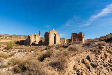 ruined buildings in the metal foundry of Fondón