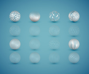 Fototapeta na wymiar A set of abstract patterned spheres, vector illustration