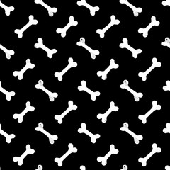 Ink hand drawn seamless pattern with bones