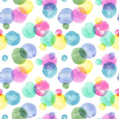 watercolor confetti colorful spots. seamless pattern on a white background.
