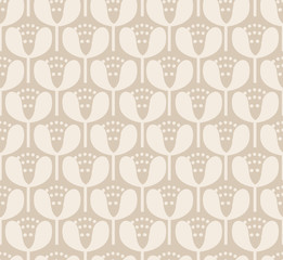Simple neutral blooms seamless vector pattern.
