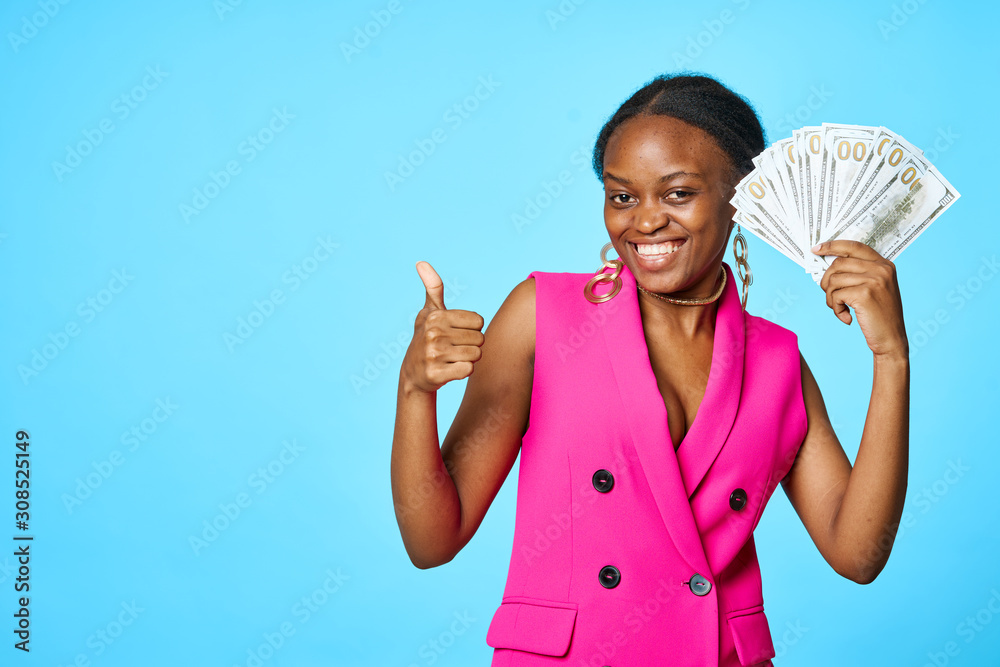 Wall mural woman with money