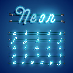 Obraz premium Blue coloured neon character, vector illustration