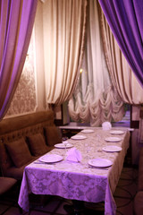 Dining table in restaurant