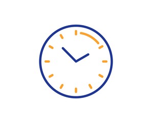 Clock sign. Time management line icon. Watch symbol. Colorful outline concept. Blue and orange thin line time icon. Vector
