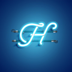 Blue coloured neon character, vector illustration