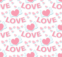 Love hearts seamless pattern, endless texture. Valentine's Day backdrop. Vector illustration