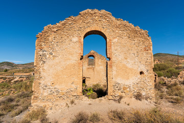 ruined buildings in the metal foundry of Fondón