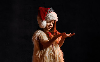 Little Miss Santa on a dark background