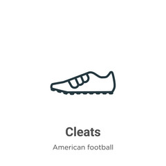 Cleats outline vector icon. Thin line black cleats icon, flat vector simple element illustration from editable american football concept isolated on white background