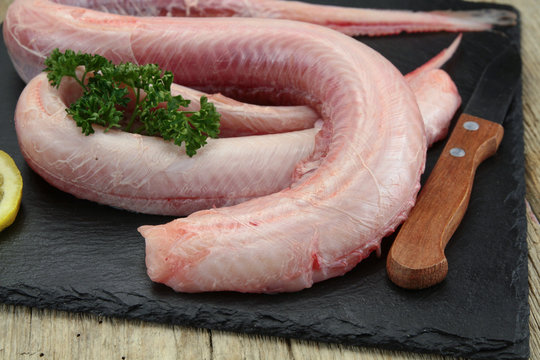 raw dogfish on a slate