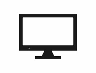 Silhouette of monitor with blank screen. Icon, symbol, logo. Isolated vector illustration.