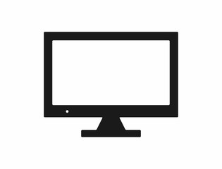 Silhouette of monitor with blank screen. Icon, symbol, logo. Isolated vector illustration.