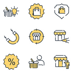 marketing strategy set icon template color editable. marketing pack symbol vector sign isolated on white background icons vector illustration for graphic and web design.