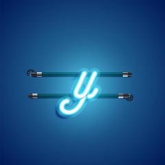 Blue coloured neon character, vector illustration