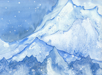 watercolor snow peaks