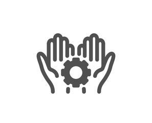 Work gear sign. Employee hands icon. Development cogwheel symbol. Classic flat style. Simple employee hand icon. Vector