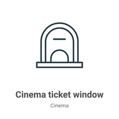 Cinema ticket window outline vector icon. Thin line black cinema ticket window icon, flat vector simple element illustration from editable cinema concept isolated on white background