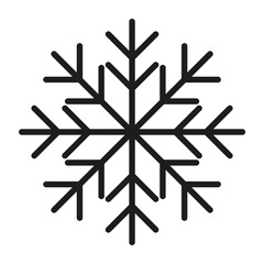 Snowflake icon. Flat vector illustration in black on white background. EPS 10