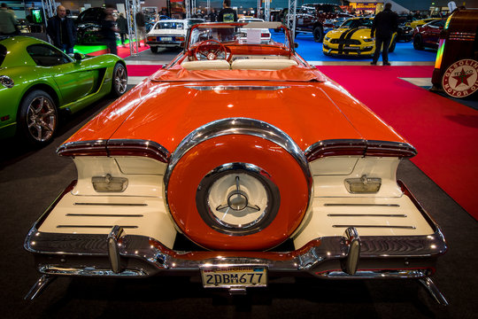 STUTTGART, GERMANY - MARCH 03, 2017: Full-size car Edsel Pacer Convertible, 1958. Rear view. Europe's greatest classic car exhibition "RETRO CLASSICS"