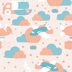 seamless pattern design with boy toys