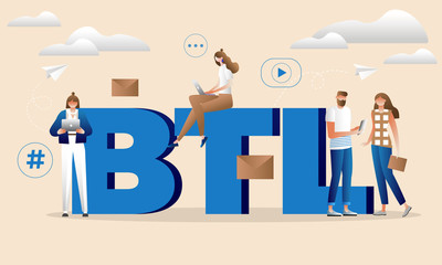 BTL or below the line communication with customer. Marketing strategy of product promotion. Direct offer to person. Isolated 3d vector illustration with characters