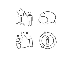 Launch star line icon. Chat bubble, info sign elements. Feedback rating sign. Customer satisfaction symbol. Linear star outline icon. Information bubble. Vector