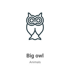 Big owl outline vector icon. Thin line black big owl icon, flat vector simple element illustration from editable animals concept isolated on white background