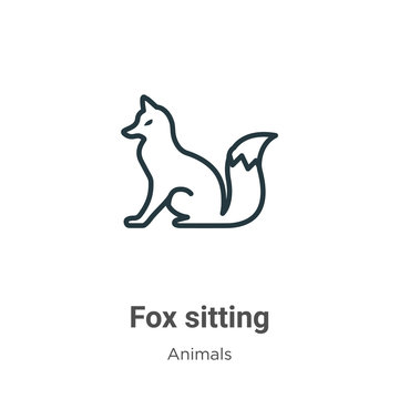 Fox sitting outline vector icon. Thin line black fox sitting icon, flat vector simple element illustration from editable animals concept isolated on white background