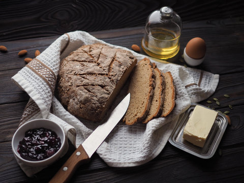 Fresh Load Of Rye Bread In Stylish Breakfast Set Up