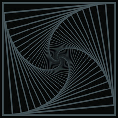 Vortex - Turning square shape - spiritual geometry. Vector illustration.