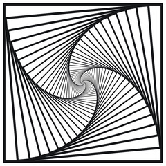 Vortex - Turning square shape - spiritual geometry. Vector illustration.