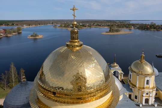 Main dome of the St. Nilus Monastery, Stolobny island, Ostashkov district, Tver region, Russia