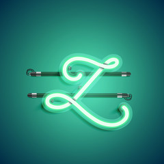 Green neon character, vector illustartion