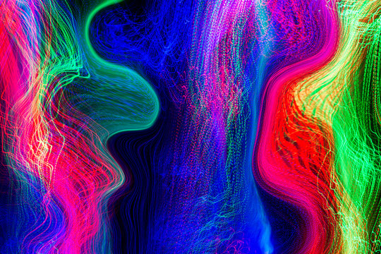 Abstract painting with neon light