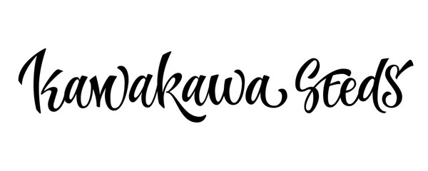 Kawakawa seeds - hand drawn spice label. Isolated calligraphy script style word. Vector lettering design element. Labels, shop design, cafe decore etc