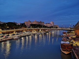 riverfront of the city of pescara by night