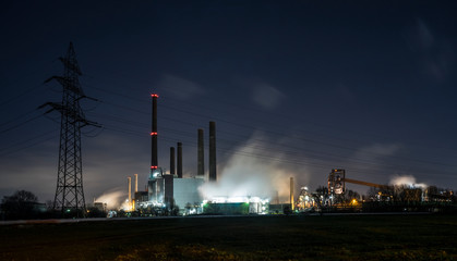 Industrial facillity at night.