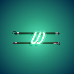 Green neon character, vector illustartion